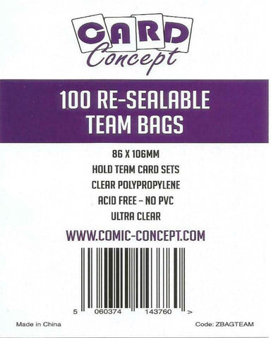 Card Concept Re-sealable Team Bags 86 x 114mm Pack of 100